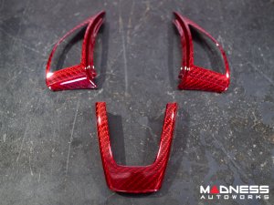 FIAT 500 Steering Wheel Trim - 3 piece set - Carbon Fiber - Red Candy